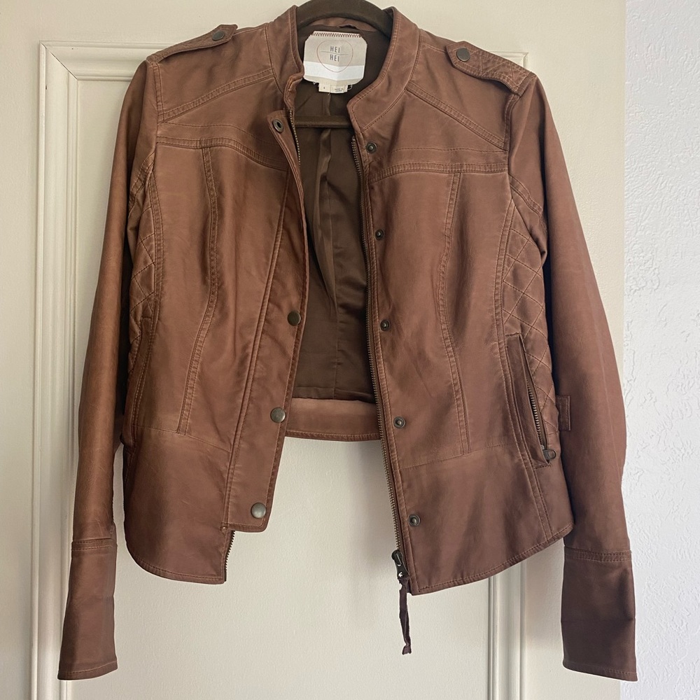 Brown leather jacket